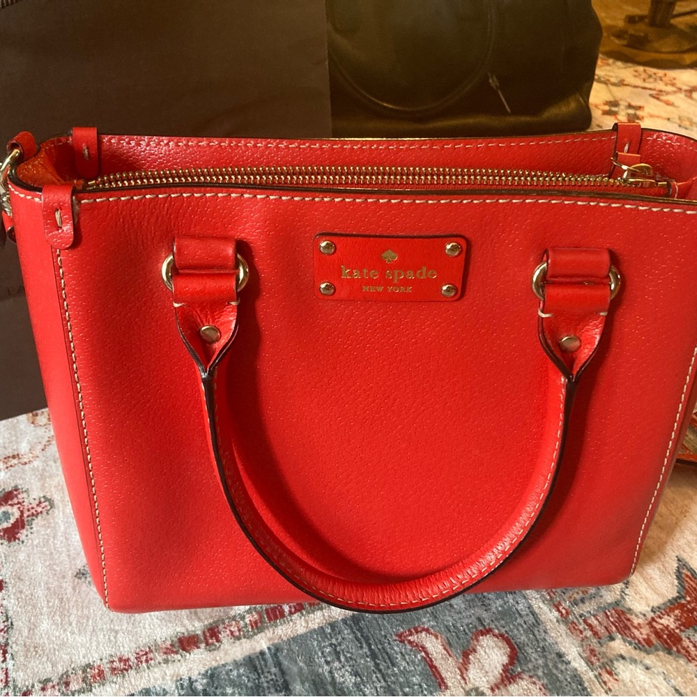 Kate Spade Red Satchel Crossbody with Structured Design